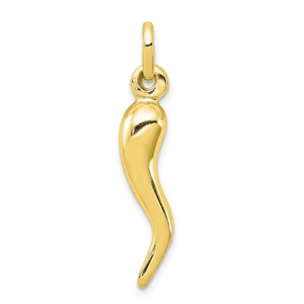 Sterling Silver Gold-tone Italian Horn Charm - Picture 1 of 2